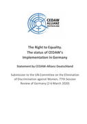 Stellungnahme CEDAW-Allianz 2020 (Englisch)