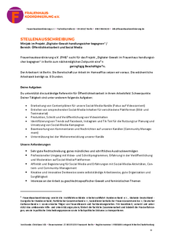 Stellenausschreibung Minijobber*in Social Media