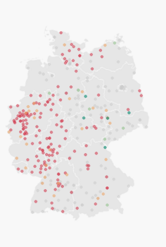 Karte zum Belegungsstatus der Frauenh&auml;user in Deutschland, Quelle: Correctiv.org