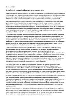 PM Bündnis Istanbul-Konvention: Istanbul-Konvention konsequent umsetzen