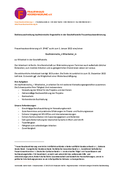 Stellenausschreibung Kaufmännische Angestellte FHK