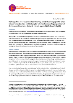 Stellungnahme zum Diskussionspapier für den Entwurf eines Gesetz gegen digitale Gewalt