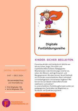 FHK Ankündigung Fortbildunsgreihe Kinder. Sicher. Begleiten.
