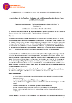Ausschreibung: Praktikum für Studierende mit Pflichtpraktikum
