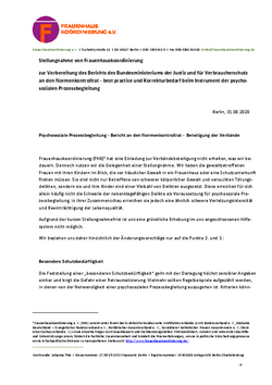 Stellungnahme Frauenhauskoordinierung zur Vorbereitung des Berichts des Bundesministeriums der Justiz und für Verbraucherschutz an den Normenkontrollrat