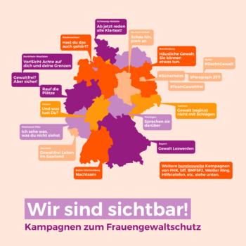 FHK &Uuml;bersicht Kampagnen im Frauengewaltschutz Bundesl&auml;nder