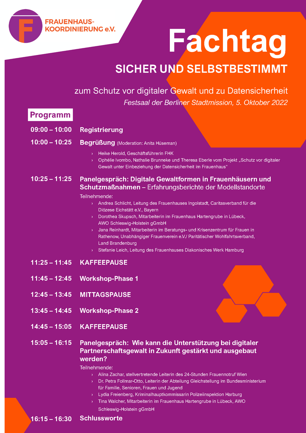 Programm Fachtag Digitale Gewalt #SicherUndSelbstbestimmt