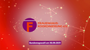 FHK-Logo auf orangenem Hintergrund, Untertitel: Bundestagswahl 26.09.2021